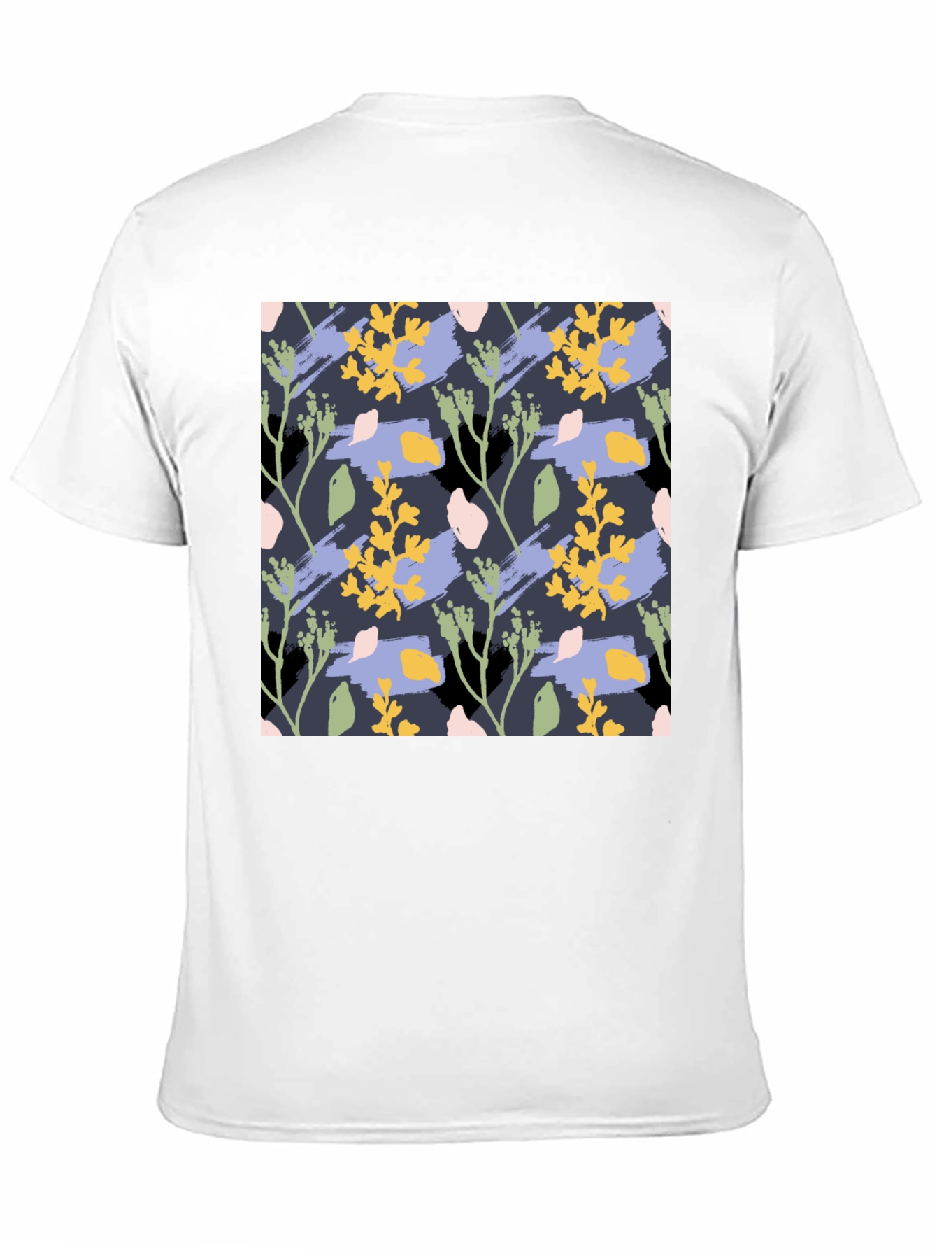 Floral Pattern Mens Black T-Shirt
