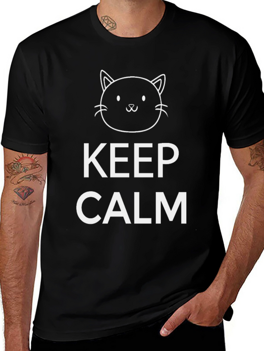 Keep Calm Cat T-Shirt - Black