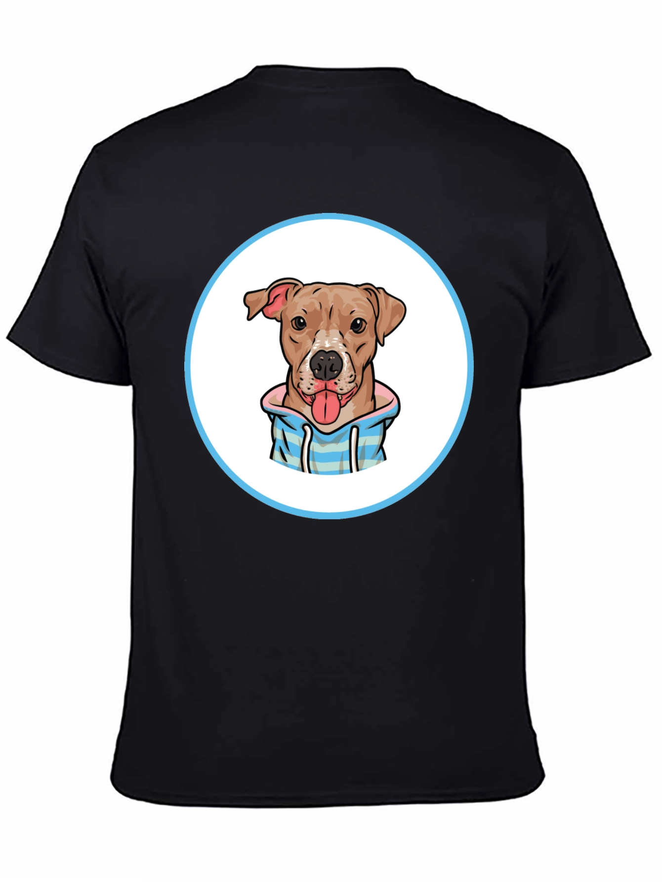Dog Cartoon Print Black T-Shirt