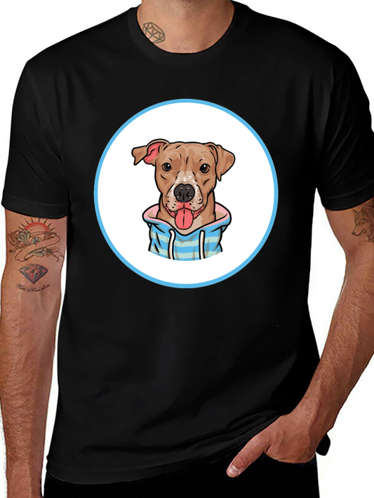 Dog Cartoon Print Black T-Shirt