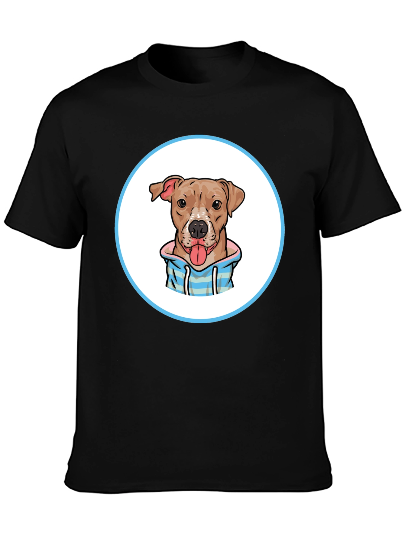 Dog Cartoon Print Black T-Shirt