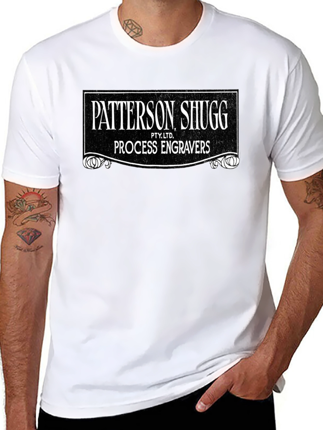 Patterson Shugg Process Engravers Black Graphic Tee