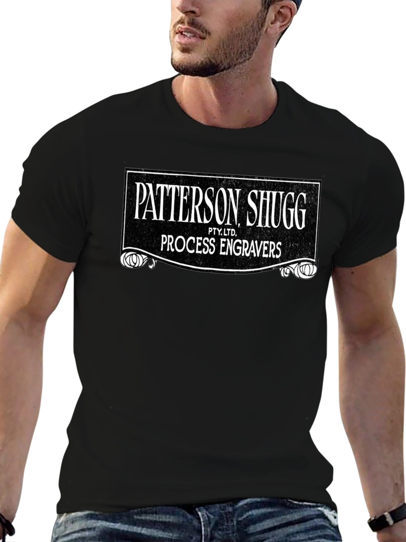 Patterson Shugg Process Engravers Black Graphic Tee