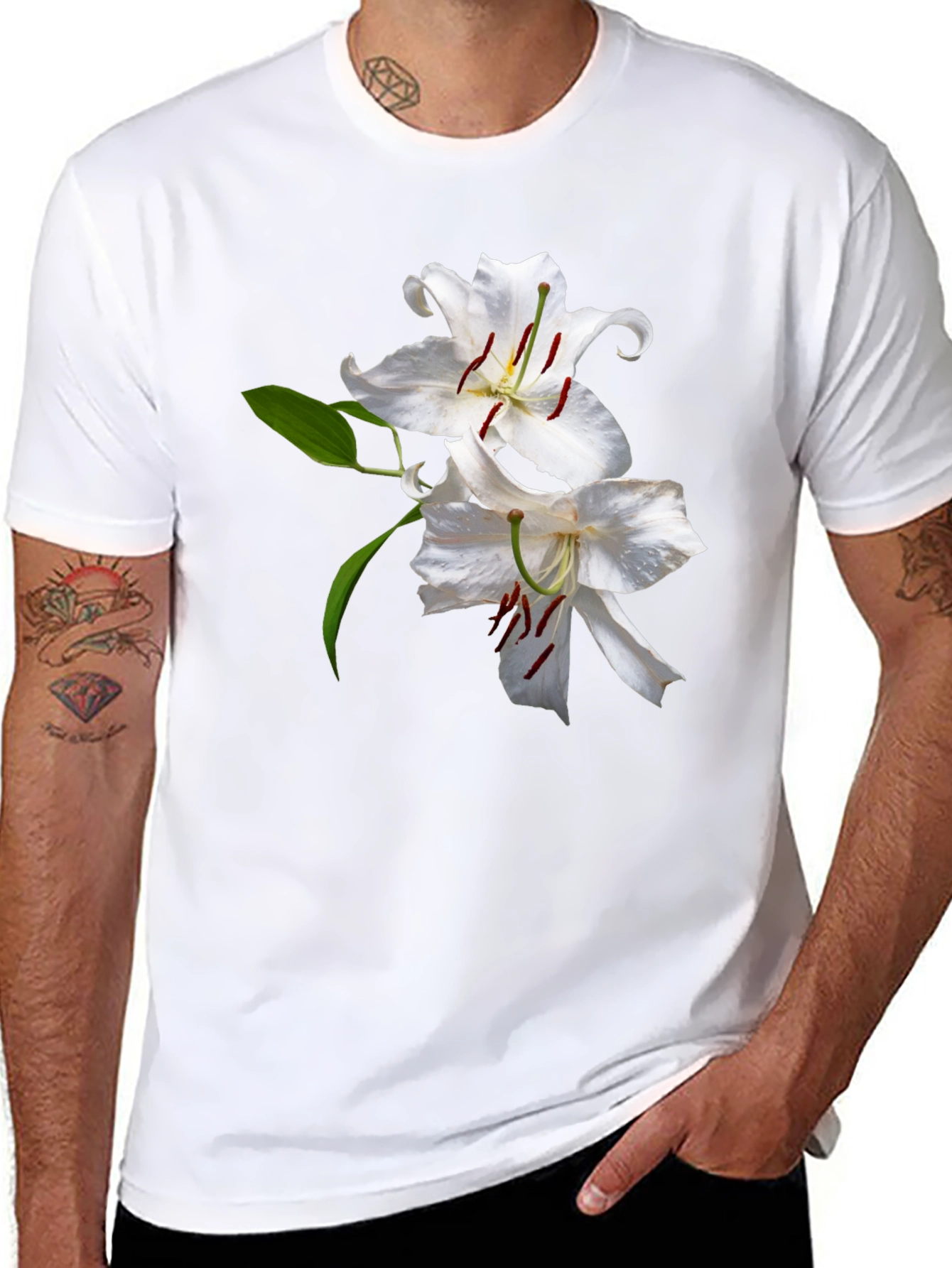 Floral Print Crew Neck Tee