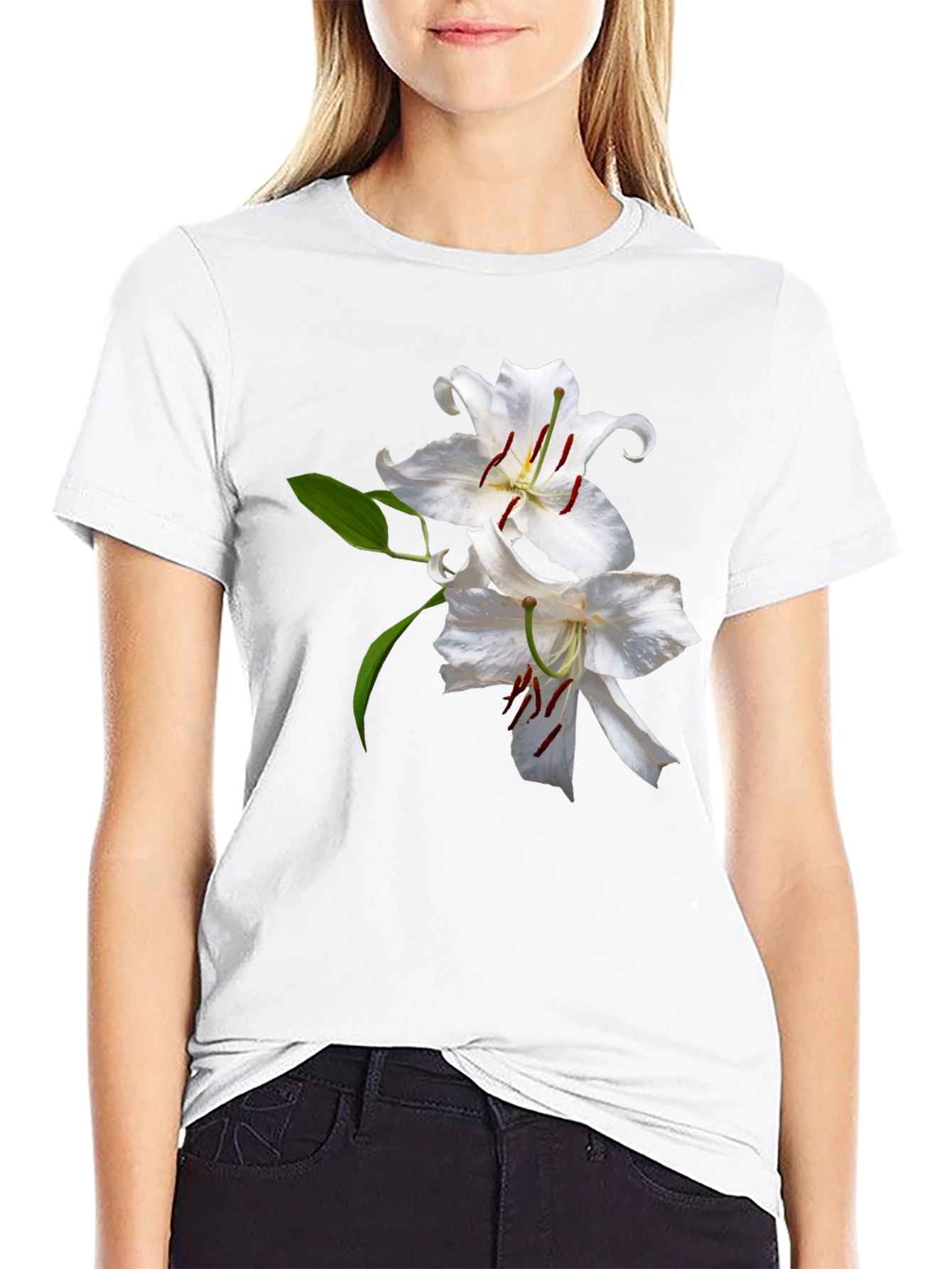 Floral Print Crew Neck Tee
