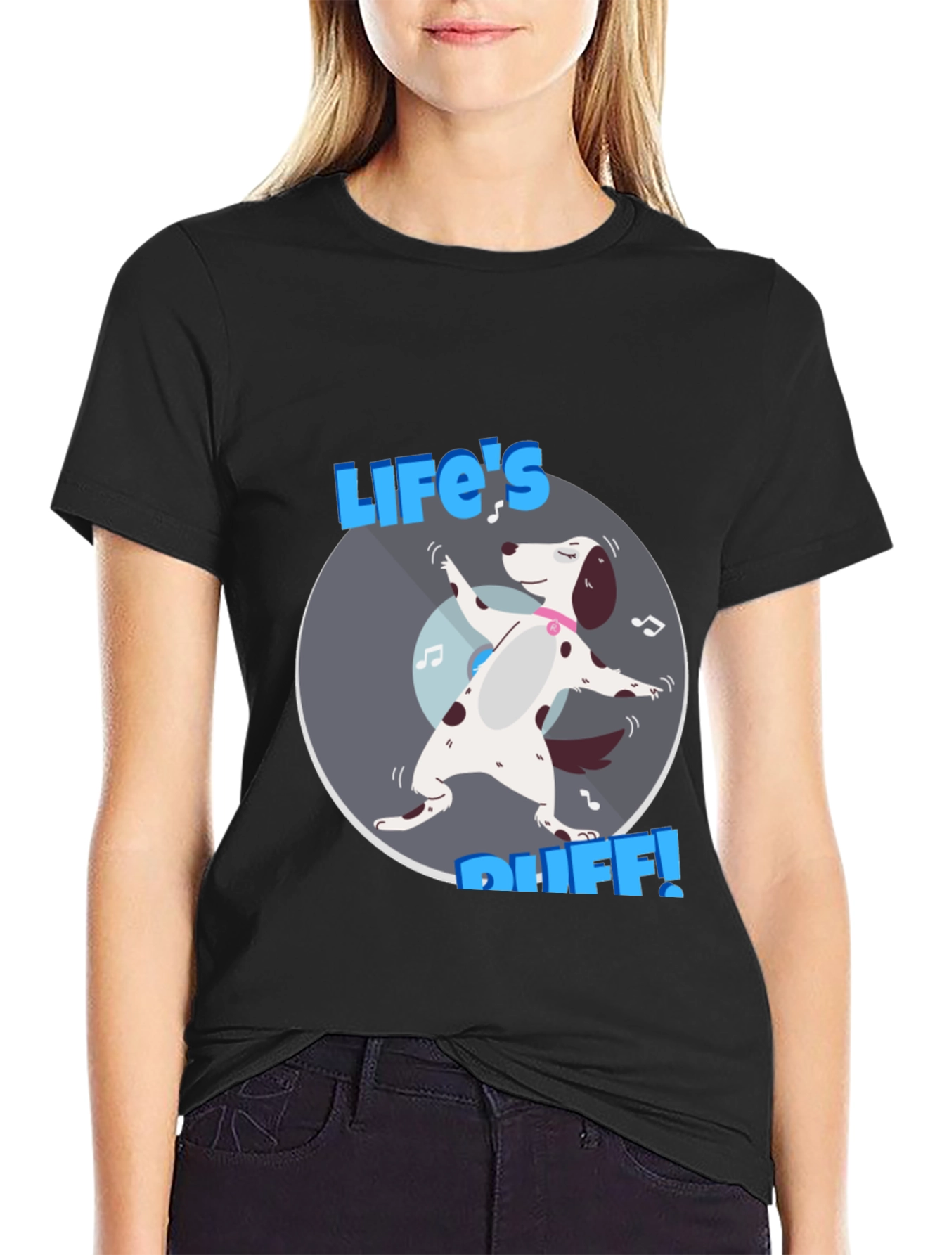 Lifes Ruff! Dog Graphic Tee - Black