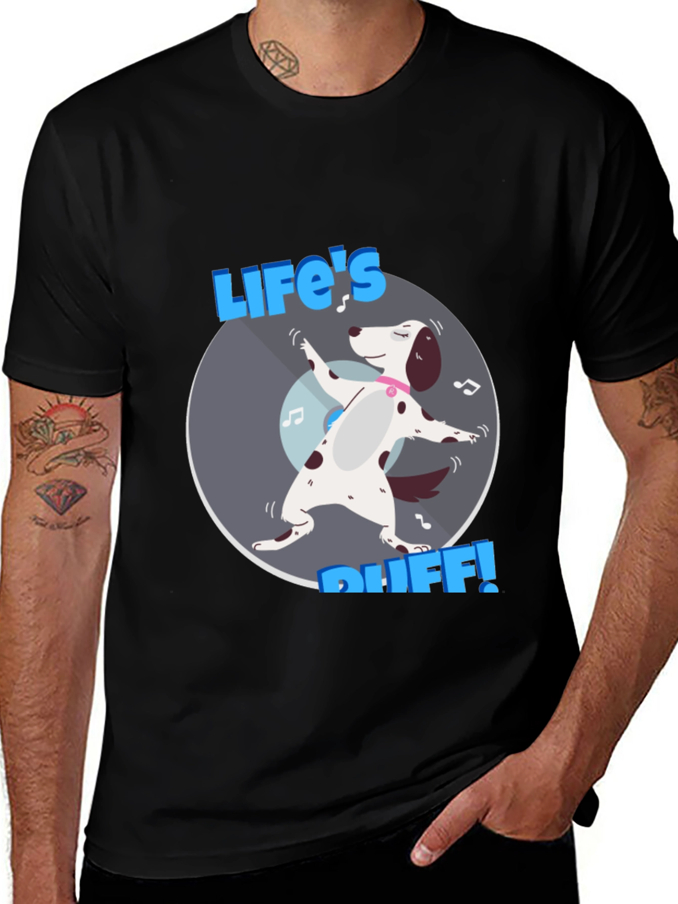 Lifes Ruff! Dog Graphic Tee - Black