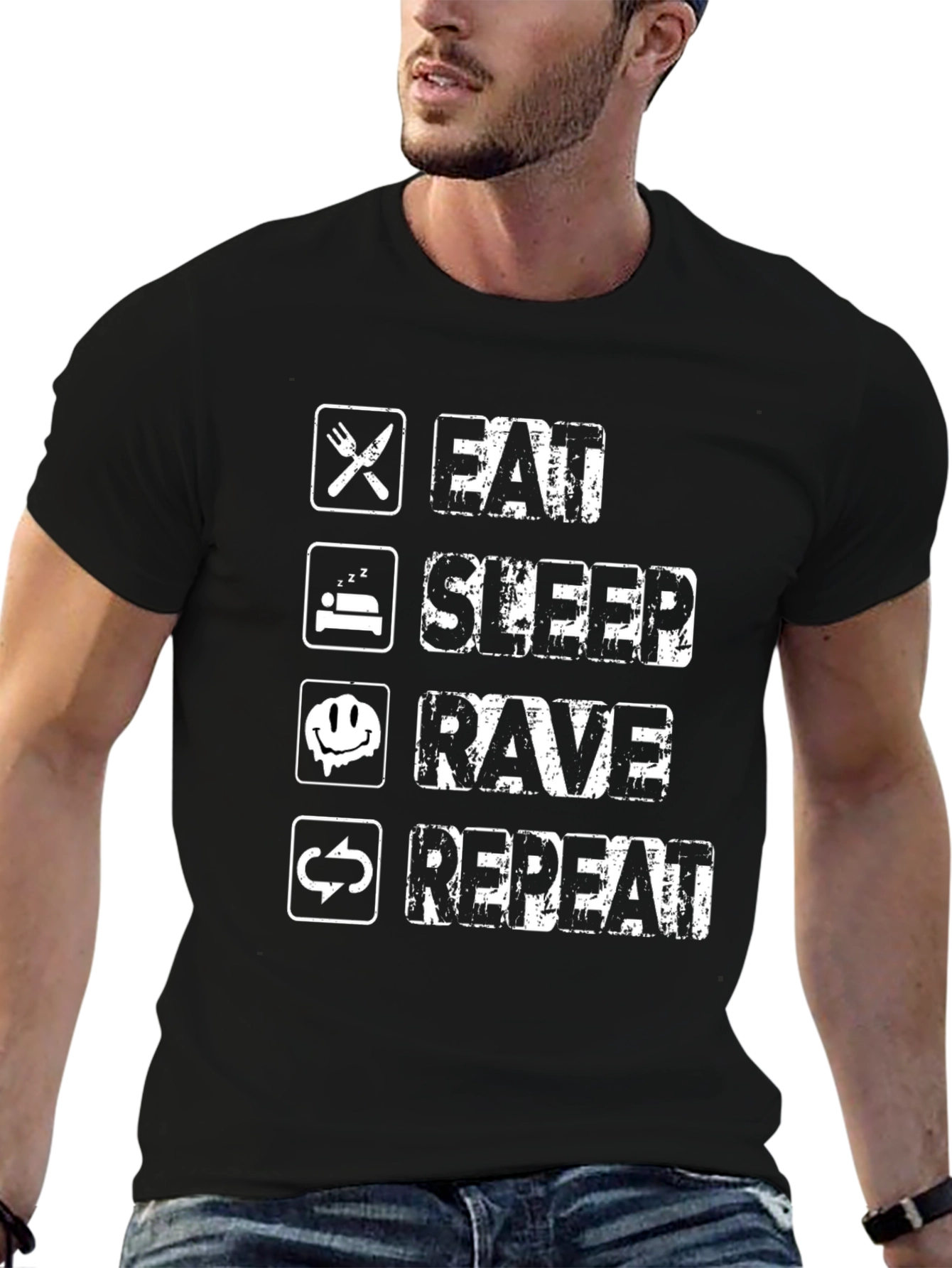 Eat Sleep Rave Repeat Black T-Shirt