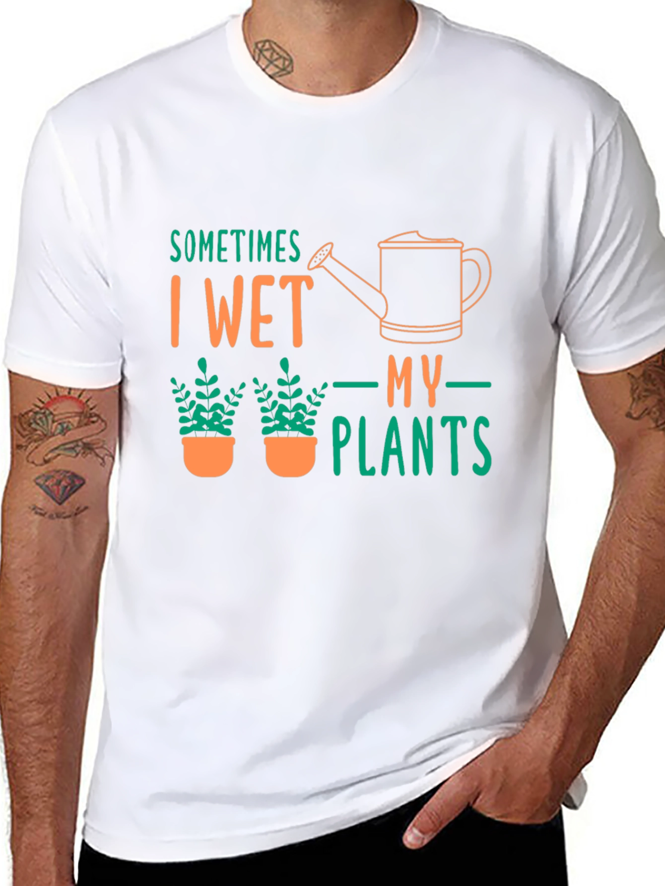 Sometimes I Wet My Plants Black Graphic T-Shirt