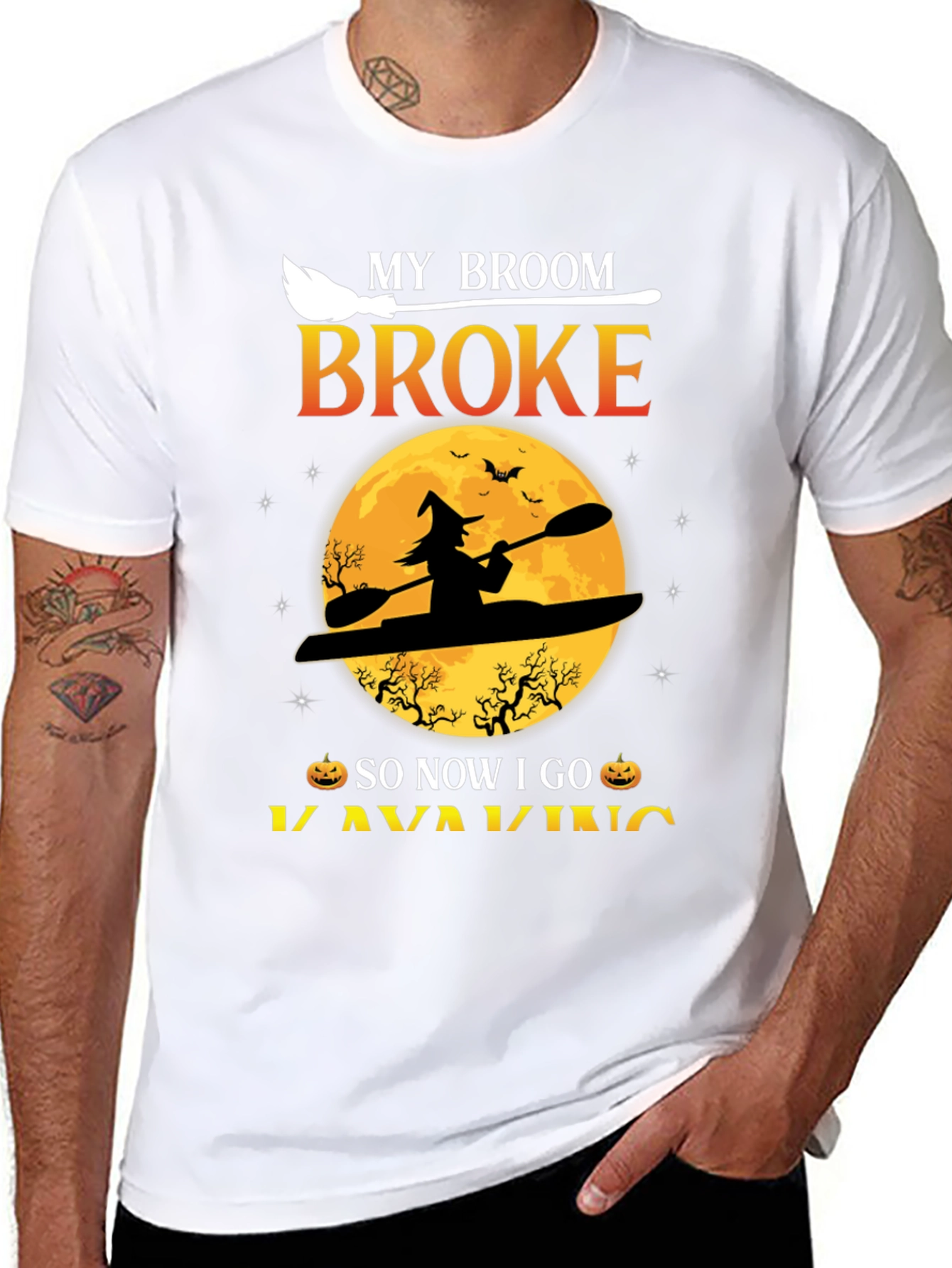 Halloween Kayaking T-Shirt: My Broom Broke