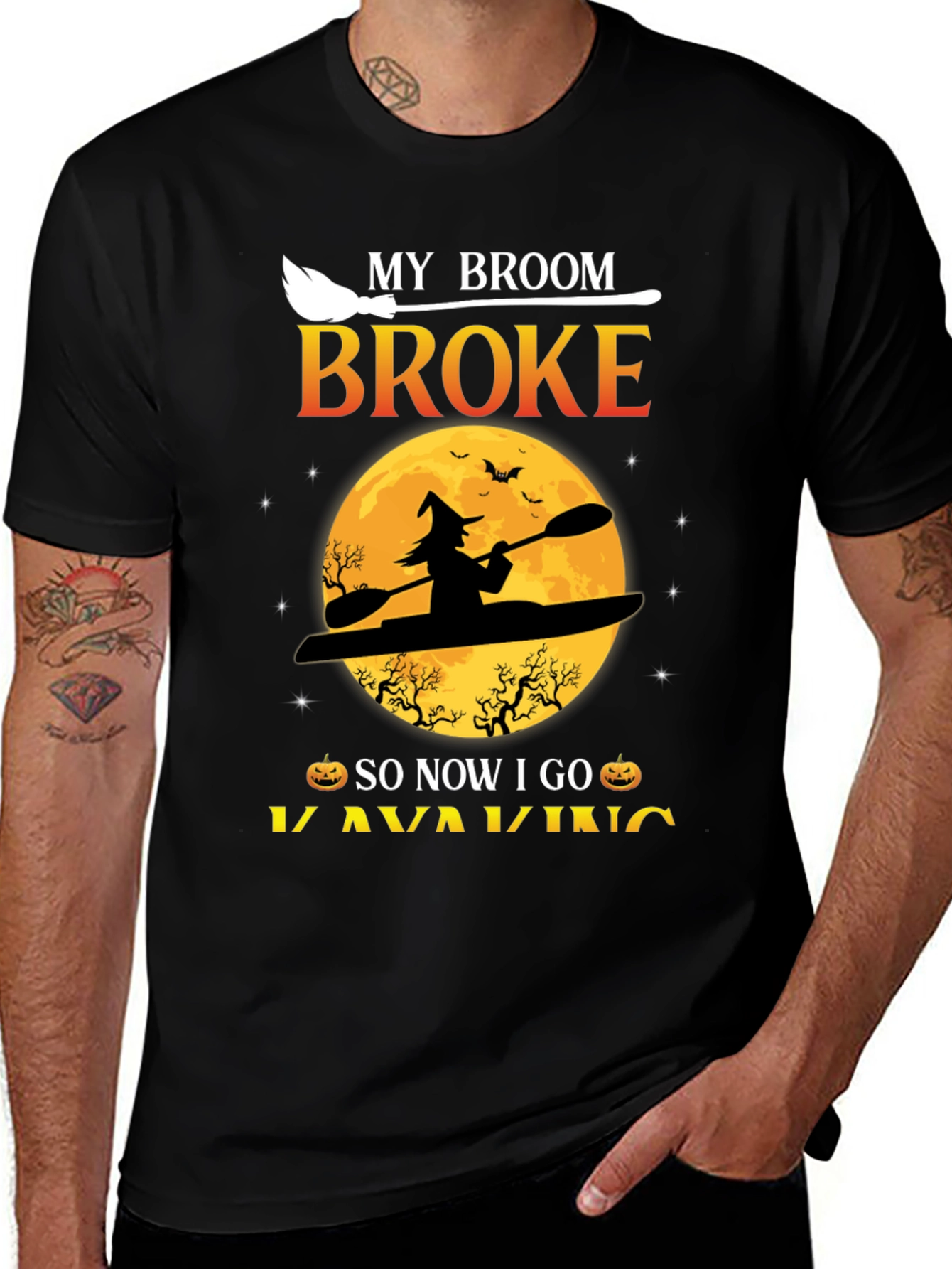 Halloween Kayaking T-Shirt: My Broom Broke
