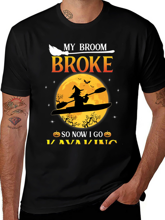 Halloween Kayaking T-Shirt: My Broom Broke