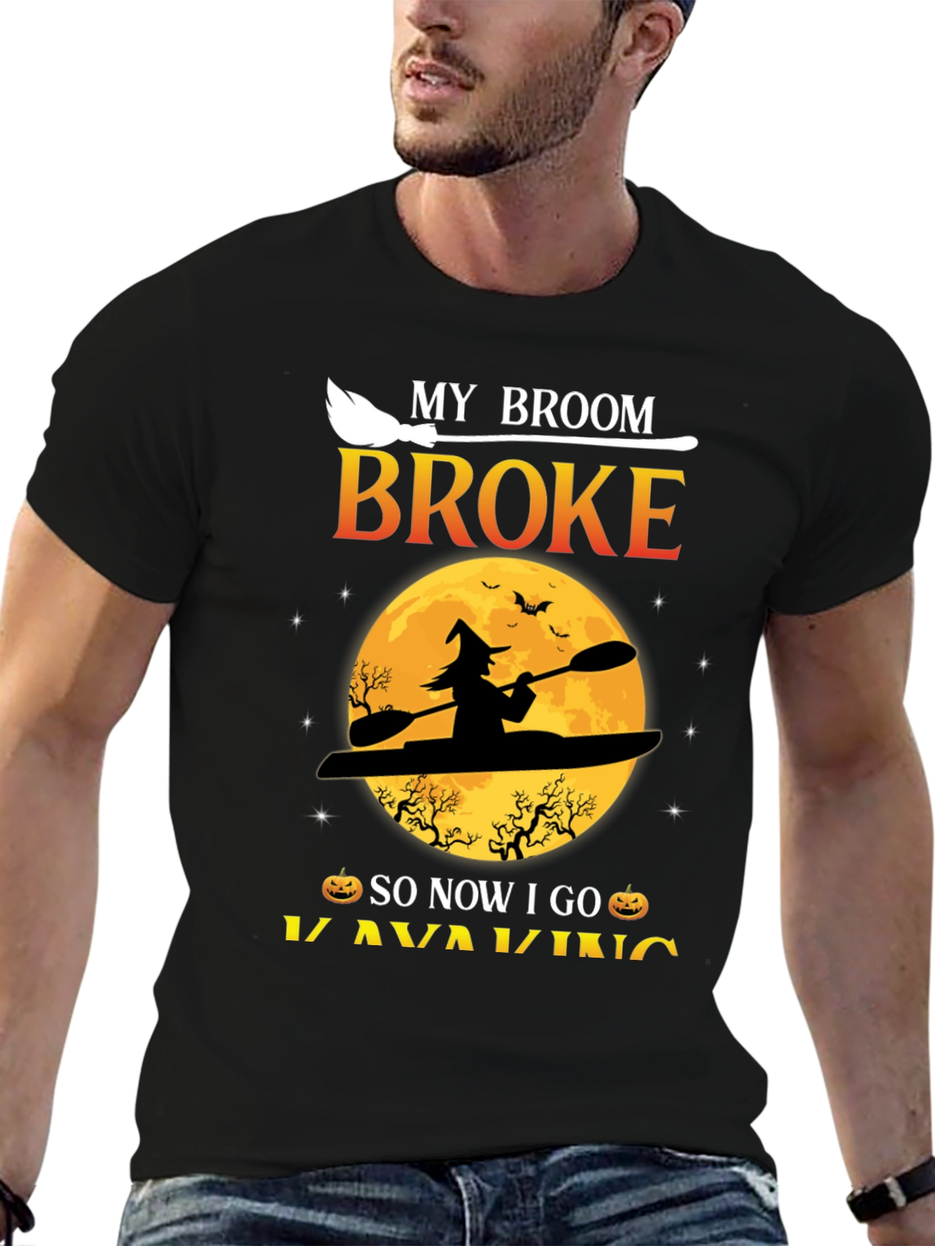 Halloween Kayaking T-Shirt: My Broom Broke