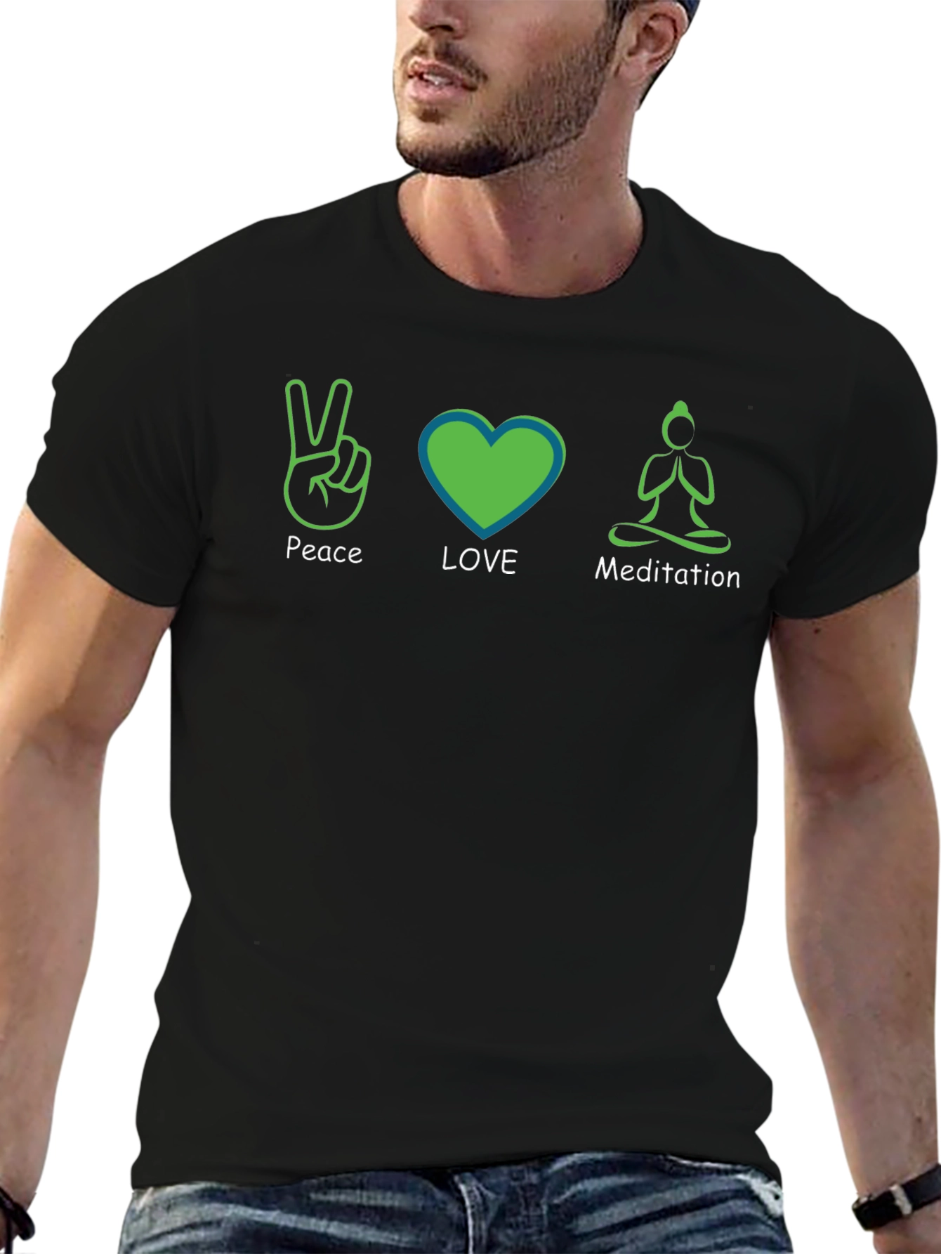 Peace Love Meditation Graphic T-Shirt