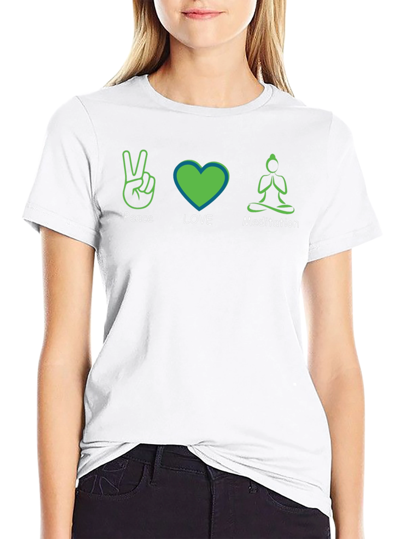 Peace Love Meditation Graphic T-Shirt