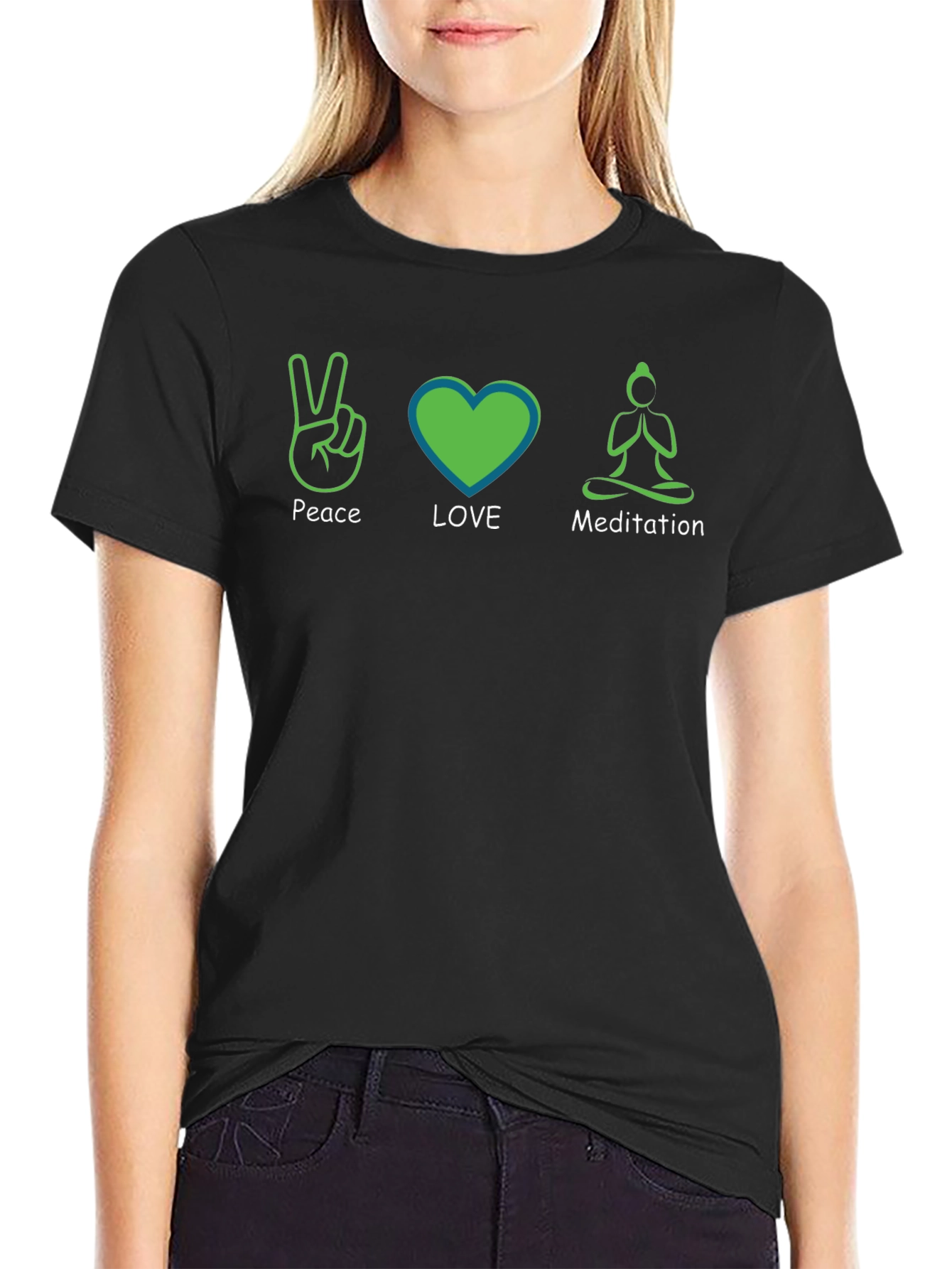 Peace Love Meditation Graphic T-Shirt