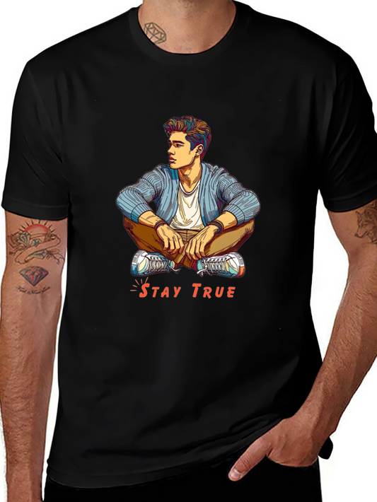 Stay True Graphic T-Shirt - Mens Fashion Tee