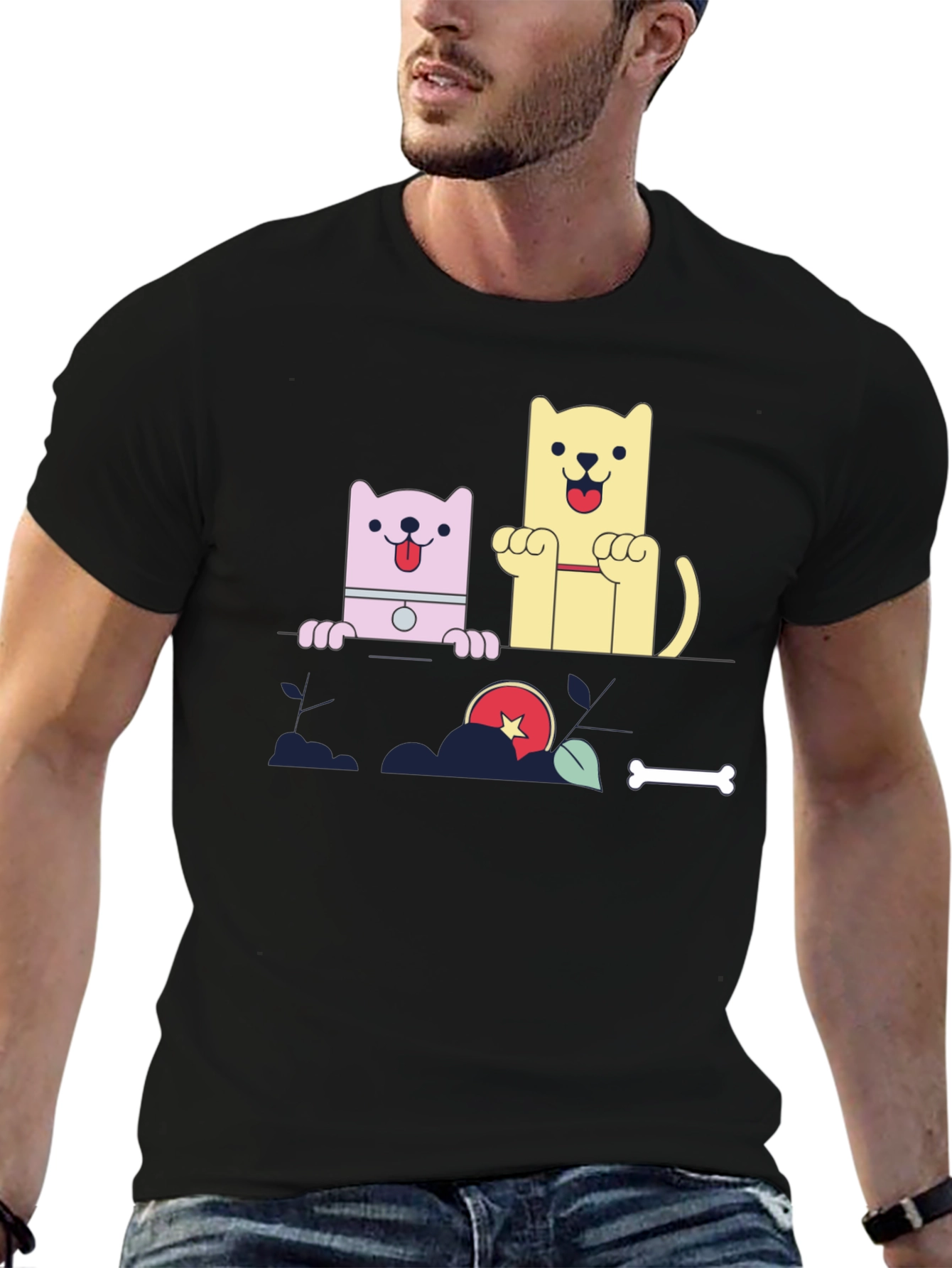 Cartoon Dog Graphic Tee - Cute Pet Lover Shirt