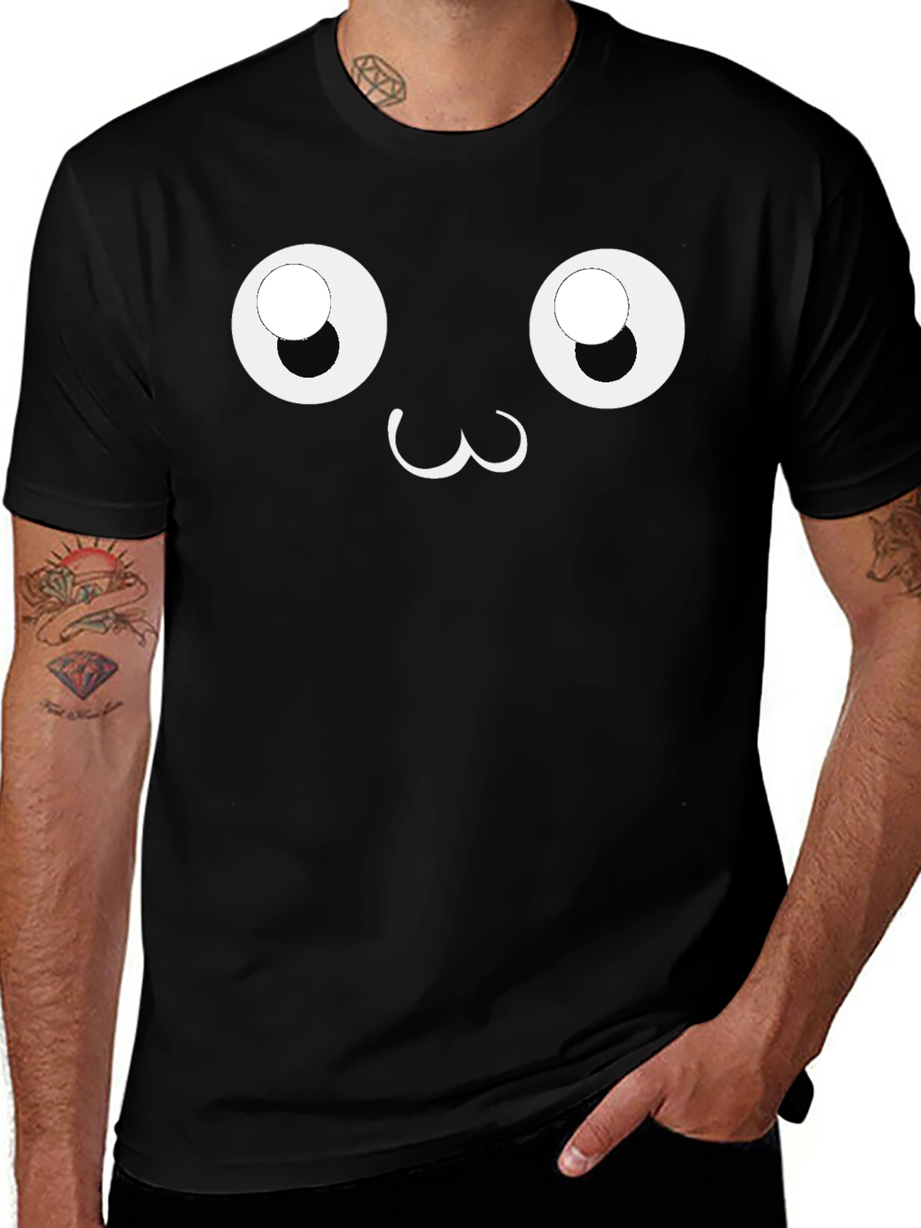 Cute Face Graphic Black T-Shirt