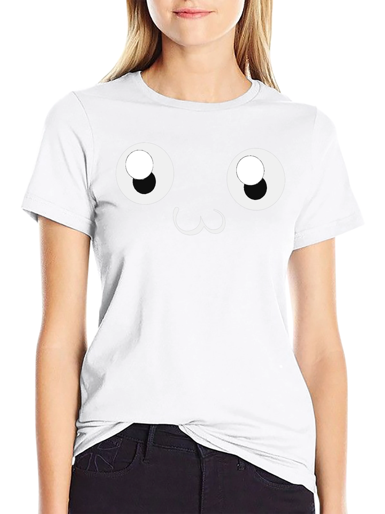 Cute Face Graphic Black T-Shirt