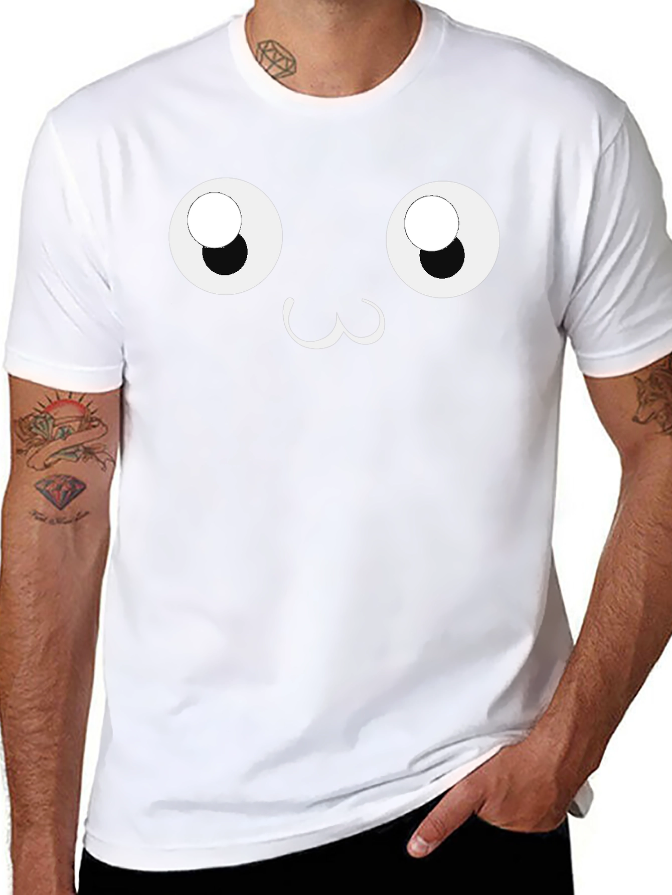 Cute Face Graphic Black T-Shirt