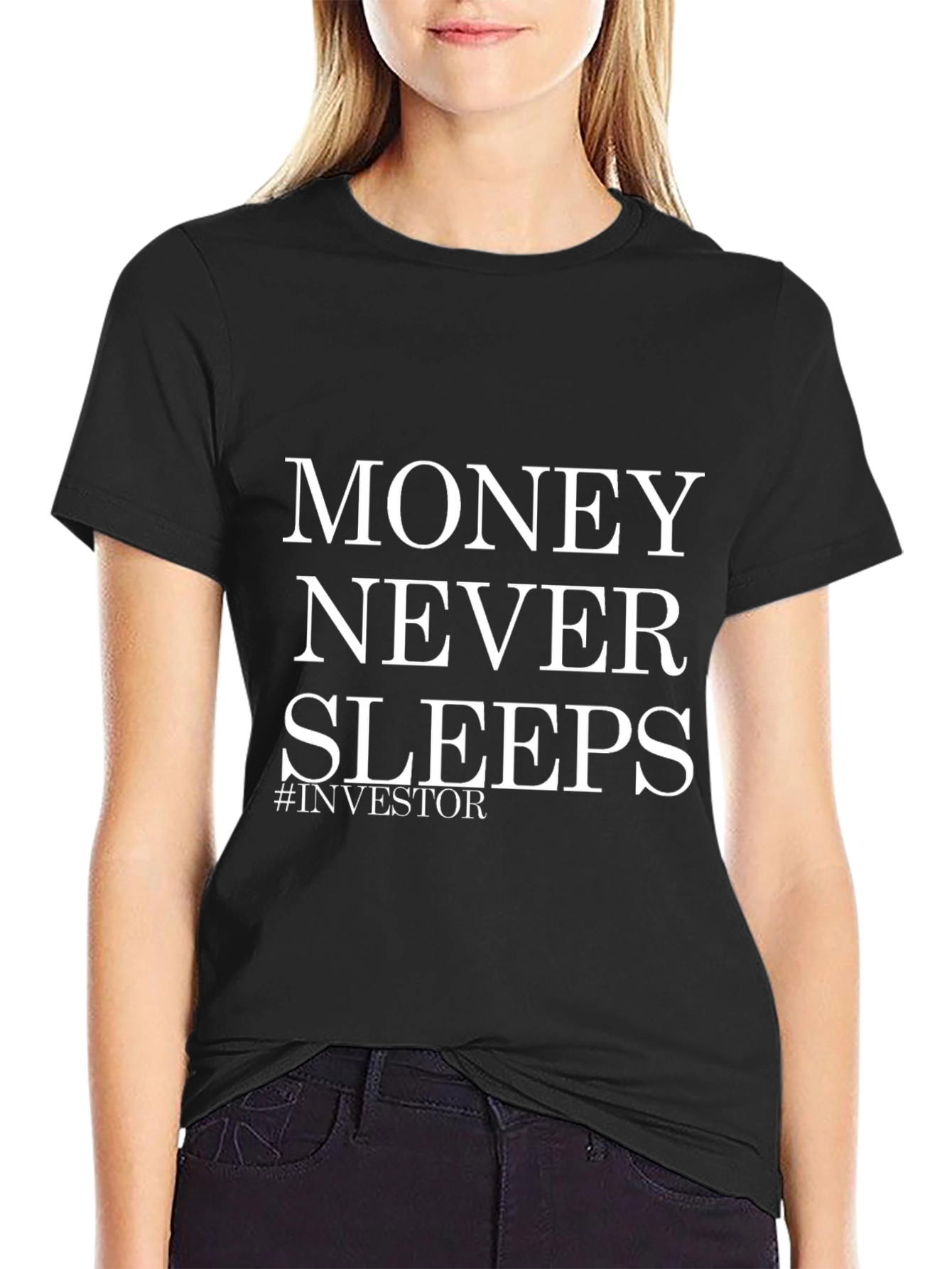 Money Never Sleeps Investor Black T-Shirt